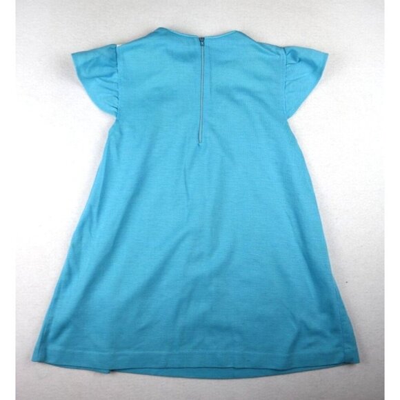 VINTAGE 1960'S 1970'S  GIRL'S BLUE EMBROIDERED DRESS - SIZE M - SPOTS - Picture 7 of 12